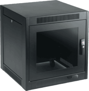 Gabinete SOHO para Oficinas Pequeñas y Home Office, 700 x 600 x 900 mm, Acero Negro, 11U, Ruedas, Sistema de Enfriamiento Pasivo, Puertas con Cerradura, Paneles Laterales Extraíbles